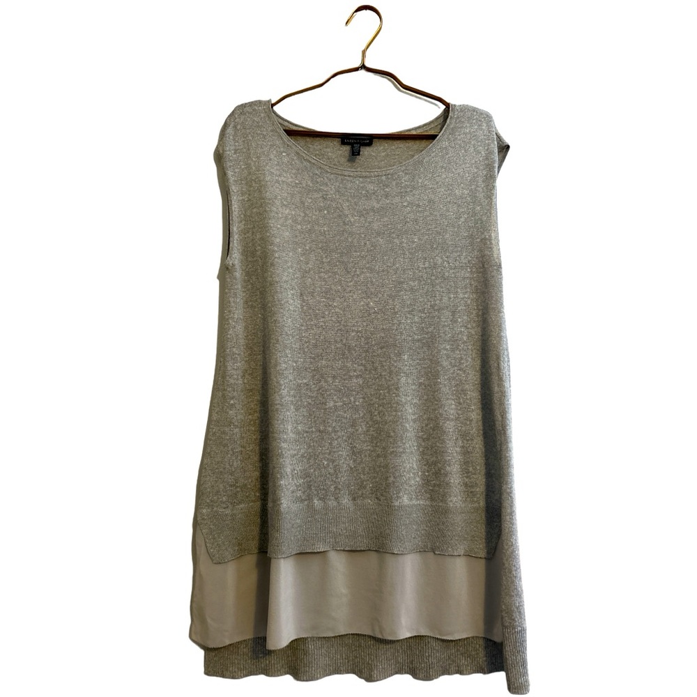 Eileen Fisher Women’s High Low tunic top size small gray Linen blend